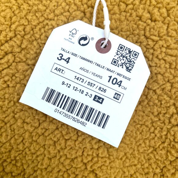 NWT ZARA Kids Fleece Lined Polka Dot Pom Pom Hooded Cape Size 3-4T - Picture 3 of 10